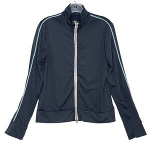 Athletic Works Jacket Womens Medium Black Dual Full Zip Stretch Sport